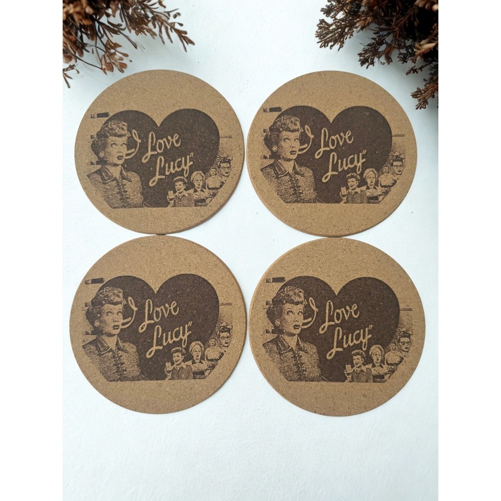 4 pack of I Love Lucy cork coasters memorabilia gift Comical laser engraved